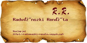 Radvánszki Renáta névjegykártya