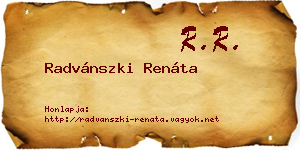 Radvánszki Renáta névjegykártya